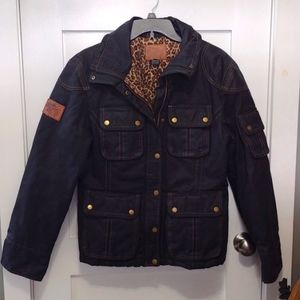 Goode Rider charcoal and cheetah jacket